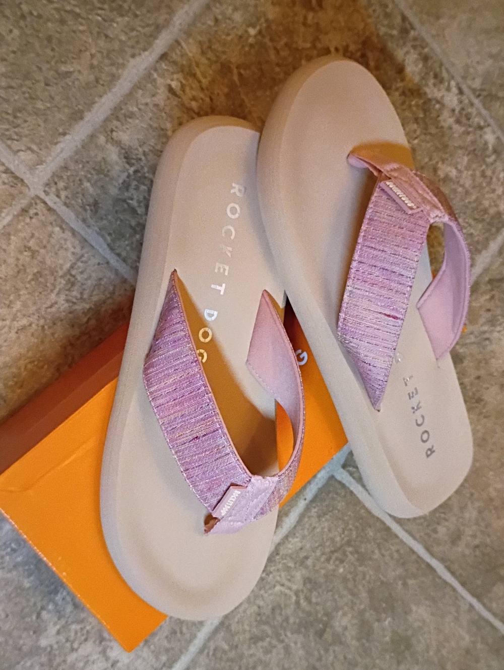 Rocket Dog NWT/BOX Sparkle Pink Lavender Thong Sandals Women's Size 10 - Picture 10 of 16